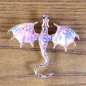 Preview: Dragon Brooch - spread wings, top view, pink-blue