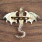 Preview: Drachen Brosche - ausgebreitete Flügel, Ansicht von oben, Gold
