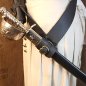Preview: Simple crossbelt buffalo leather in black  - 6 cm (XL) 80-90 cm cross dimension
