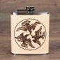 Preview: Hip flask with leather cover, motif "3 Ravens"
