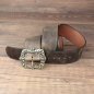 Preview: 6 x 134 cm, circumference from 109 to 126 cm - Pirate belt, cowhide, antique brown, with baroque buckle AM