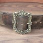 Preview: 6 x 134 cm, circumference from 109 to 126 cm - Pirate belt, cowhide, antique brown, with baroque buckle AM