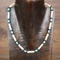 Preview: Halskette mit weißen und türkisen Steinen mit schwarzen Holzperlen
