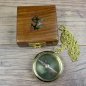 Preview: Kompass mit Kette, Holzbox und Ankergravur
