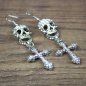 Preview: Ohrring Paar "Strass Totenkopf mit Kreuz" - AS