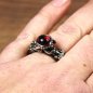 Preview: Ring with man and woman in antique style and red hemisphere stone