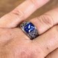 Preview: Keltischer Ring, rechteckiger Stein - Silberfarben / Blau