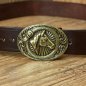 Preview: 4 x 117 cm - cowhide belt - brown, with horse buckle AM
