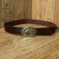 Preview: 4 x 117 cm - cowhide belt - brown, with horse buckle AM
