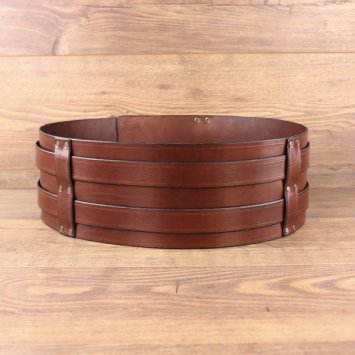 Preview: Big Belt mit 2 Riemen, Wiki-Schnalle, mittelbraunes Rindsleder, Umfang von 100 - 110 cm 