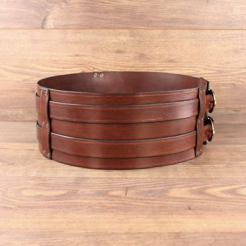 Preview: Big Belt mit 2 Riemen, Wiki-Schnalle, mittelbraunes Rindsleder, Umfang von 100 - 110 cm 
