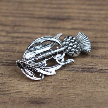 Preview: Brosche Schottische Distel - Silberfarben