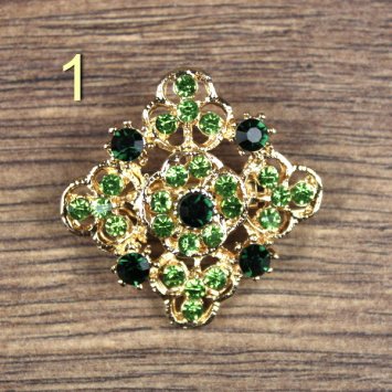 Preview: Broschen mit grünen Steinen, Gold