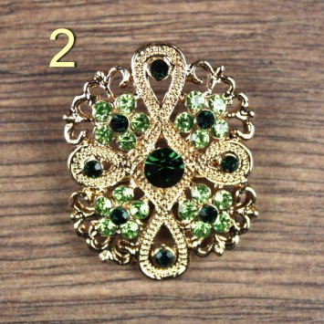 Preview: Broschen mit grünen Steinen, Gold