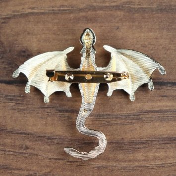 Preview: Drachen Brosche - ausgebreitete Flügel, Ansicht von oben, Gold