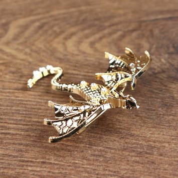 Preview: Drachen Brosche - ausgebreitete Flügel, Ansicht von oben, Gold