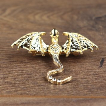 Preview: Drachen Brosche - ausgebreitete Flügel, Ansicht von oben, Gold