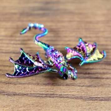 Preview: Drachen Brosche - ausgebreitete Flügel, Ansicht von oben, Bunt
