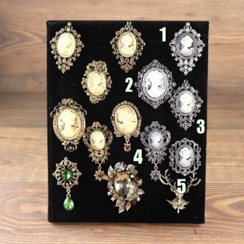 Kamee Broschen Farbe: Braun, Beige und Altgold