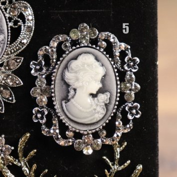 Motiv 4 Kamee Broschen Farbe: Braun, Beige und Altgold