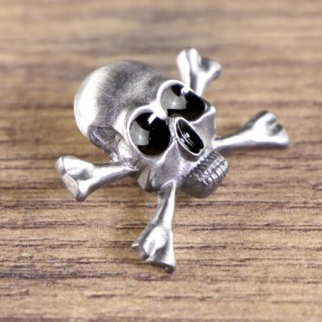 Piraten Pin - Totenkopf, gekreuzte Knochen, schwarze Augen