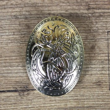 Preview: Wikinger ovale Brosche, Schalenfibel, goldfarben