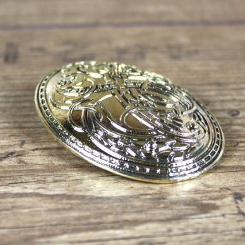 Preview: Wikinger ovale Brosche, Schalenfibel, goldfarben