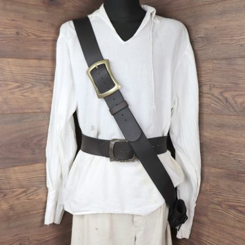 Einfachen Crossbelt 6 cm, Büffelleder, Dunkelbraun (L)
