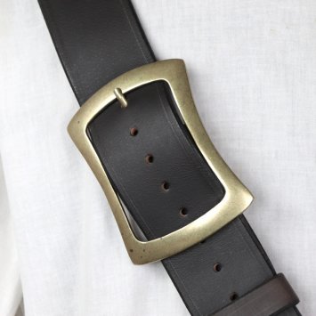 Einfachen Crossbelt 6 cm, Büffelleder, Dunkelbraun (L)