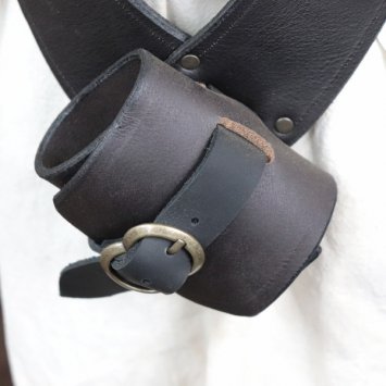 Einfachen Crossbelt 6 cm, Büffelleder, Dunkelbraun (L)
