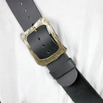 Preview: Einfacher Crossbelt, Büffelleder, Schwarz (XL) - 6 cm - Schnalle: AM