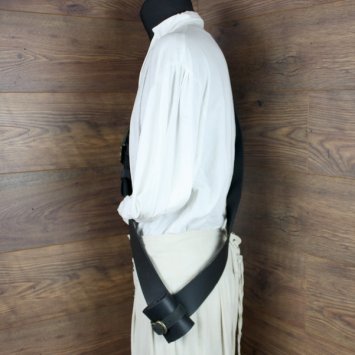 Preview: Einfacher Crossbelt, Büffelleder, Schwarz (XL) - 6 cm - Schnalle: AM