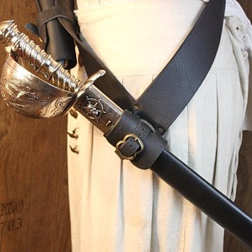 Simple crossbelt buffalo leather in black  - 6 cm (XL) 80-90 cm cross dimension
