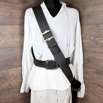 Einfacher Crossbelt in Büffel, dunkelbraun (M-L) - 7,5 cm