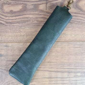 Preview: Große Fächer Hülle aus Leder, Farbe: Grün