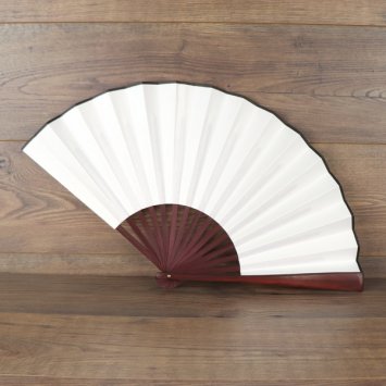 Bambus / Seiden Fächer, Bordeaux-Weiß, 59 x 34 cm