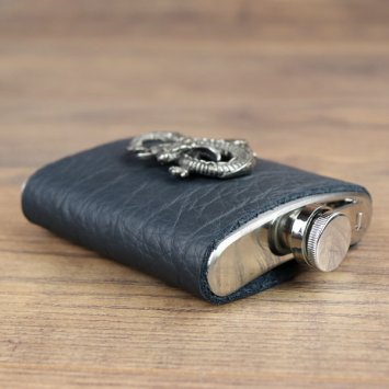 Preview: Flachmann mit Ledermantel, Motiv 