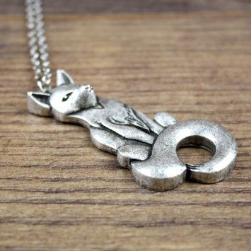 Preview: Fuchs Anhänger mit Kette, Farbe: Altsilber