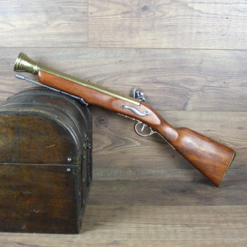 Preview: Gewehr Tromblon 18. Jhdt, Steinschloss Messing - Replik