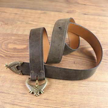 4 x 143 cm - High Middle Ages Belt Antique Brown, Buckle AB