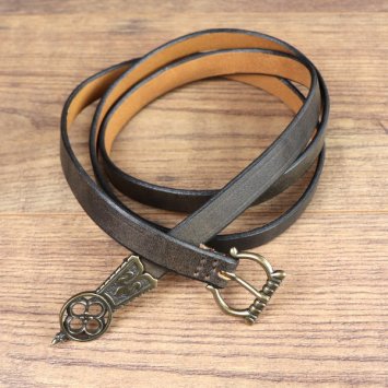 2 x 150 cm - Late Medieval Belt, Antique Brown, AM, with Metal Lace