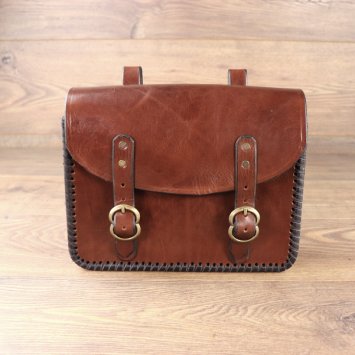 Gürteltasche, groß, Buchtasche, Mittelbraun, mit Schnallen