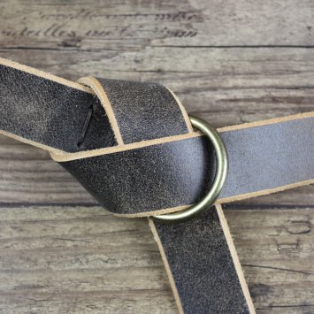 3 x 142 cm - Ring Belt Antique Brown, Ring Color: Antique Brass