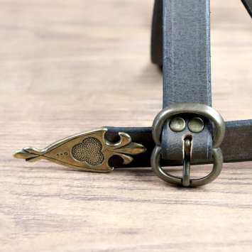 2 x 147 cm - late medieval belt, antique brown, AM, with metal tip