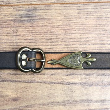 2 x 147 cm - late medieval belt, antique brown, AM, with metal tip