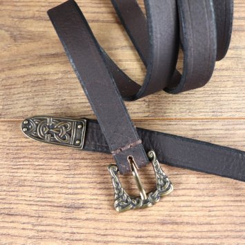 Preview: 2 x 181 cm Anglo-Saxon Viking Belt, buffalo leather with end piece