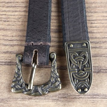 Preview: 2 x 181 cm Anglo-Saxon Viking Belt, buffalo leather with end piece