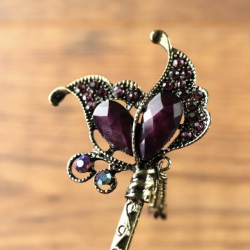 Preview: Haarnadel mit lila Schmetterling