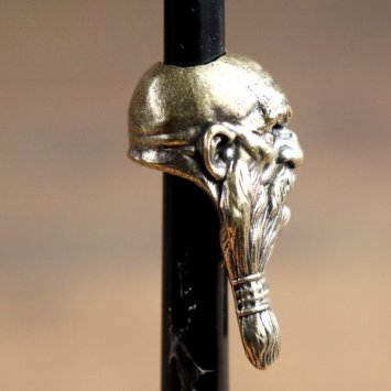 6 mm hair bead bearded man's head - AM