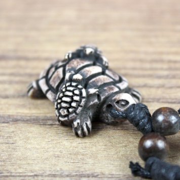 Amulett Schildkröte mit Baby, braun-weiß